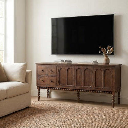 65" TV Entertainment Console, Buffet Cabinet, Cocoa Brown, view 2