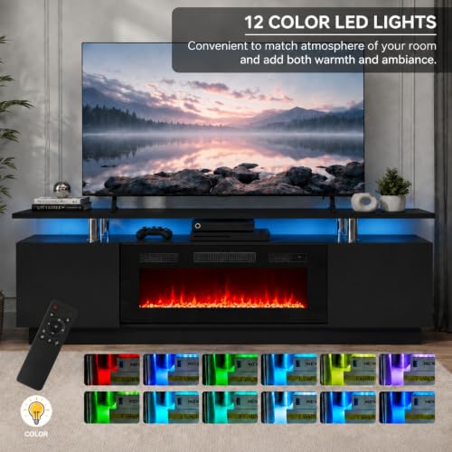 60" Fireplace TV Stand,Modern Entertainment Center Heating Fireplace, view 4