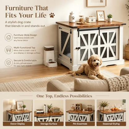 43.3" Farmhouse Dog Crate Furniture for Medium Dogs Up to 55 lb, view 5