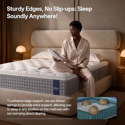 Queen Mattress, 12 Inch Hybrid Mattress with Memory Foam, Medium Firm, view 7