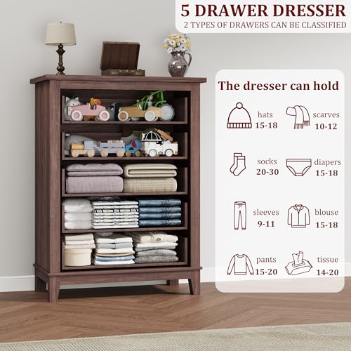 5 Dresser for Bedroom, 41.3 in Tall Vertical Drawer Dresser with Large Storage, view 7