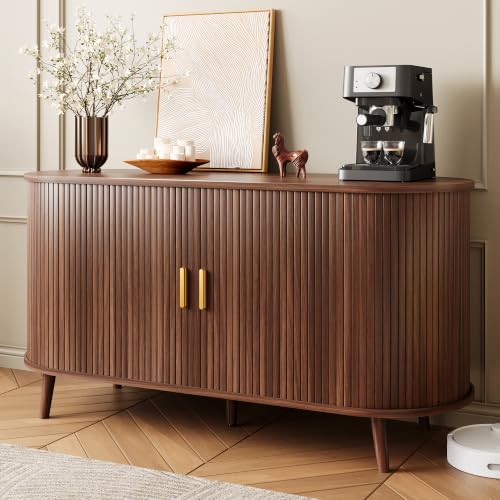 55" Fluted Sideboard Buffet Cabinet with Storage & Sliding Door, view 2