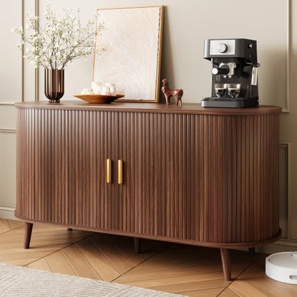 55" Fluted Sideboard Buffet Cabinet with Storage & Sliding Door, view 2