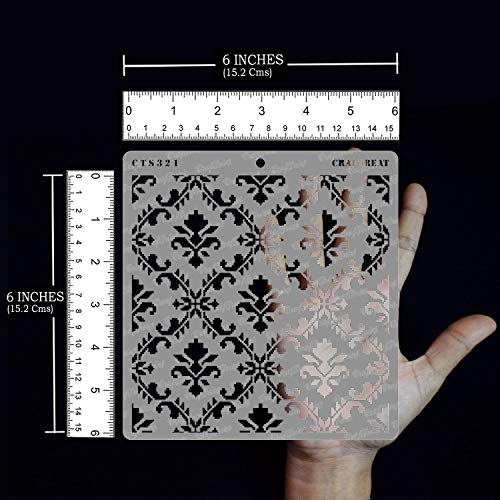 Reusable Linked Chains & Intertwined Pattern Stencils for Painting on Wood, Wall, Furniture, Canvas, Paper, Fabric, Floor & Tile – Pack of 2 Geometric DIY Craft Paint Stencil 6x6 Inches