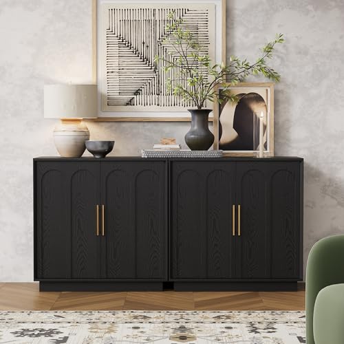 31.5" Modern Sideboard Buffet Cabinet with Storage, Black, view 6