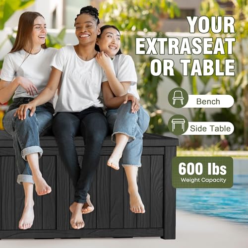 150 Gallon Resin Large Deck Box Organization and Storage Box for Patio, view 8