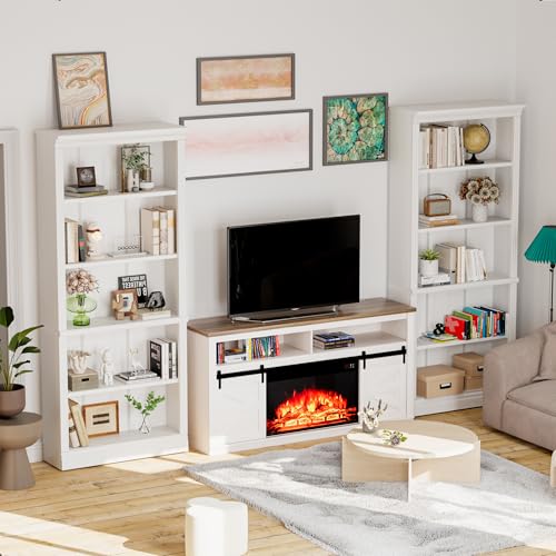 72" Bookcase and Bookshelf, 5-Tier Wood Bookcases with Shelves, Tall Floor Standing Book Shelf Storage Cabinet Home Decor Furniture for Living Room, Home Office 1 Pcs, White