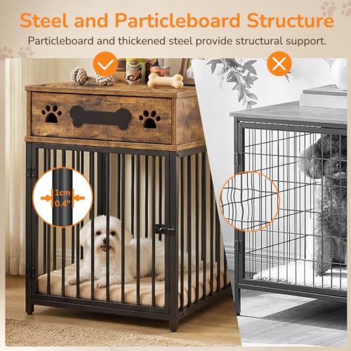 Dog Crate Furniture, Indoor Dog Kennel for Small Dogs, Rustic Brown, view 8