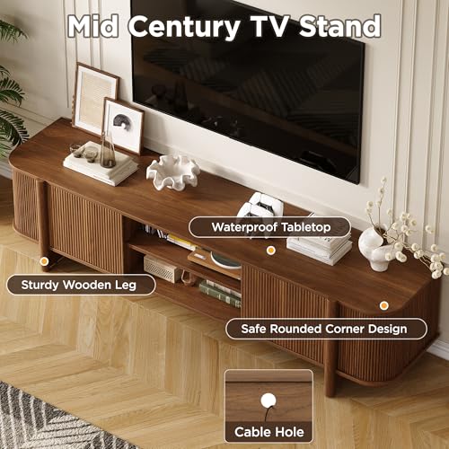 70" Mid Century TV Stand for TVs up to 80 Inch, view 4