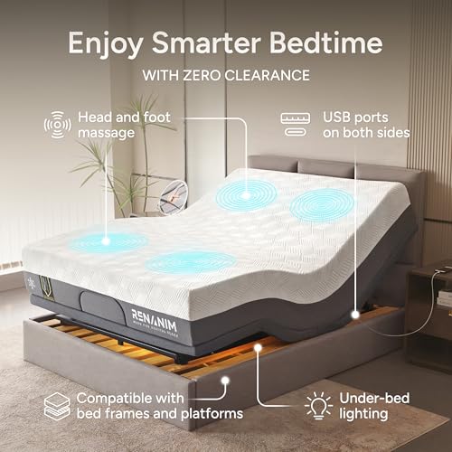 SFE Twin XL Adjustable Bed Frame and Mattress, 14" Gel Memory Foam, view 6