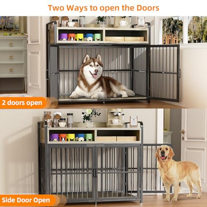 Large Dog Crate Furniture with Drawers Storage, view 7