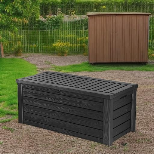 Keter Westwood Outdoor Storage Deck Box, 150 Gallon, Dark Grey, view 6
