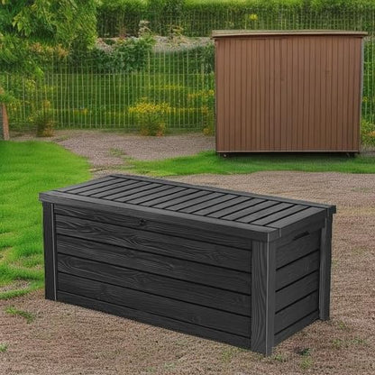 Keter Westwood Outdoor Storage Deck Box, 150 Gallon, Dark Grey, view 6
