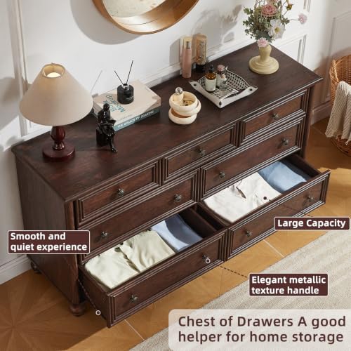 54" Dresser for Bedroom, Farmhouse 7 Drawers Dressers with Gourd Legs, view 8