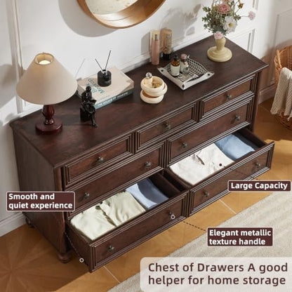54" Dresser for Bedroom, Farmhouse 7 Drawers Dressers with Gourd Legs, view 8