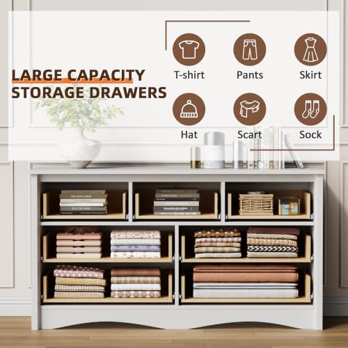 Dresser for Bedroom, 7 Drawer Dresser, White, view 5