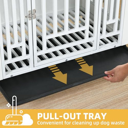76" Double Dog Crate Furniture for 2 Large Medium Dogs Chew-Resistant, view 6