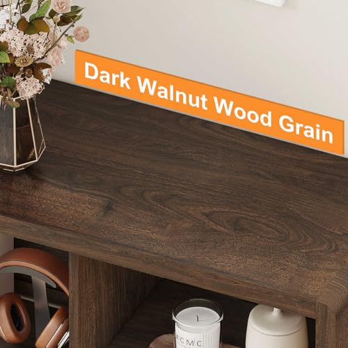 5 Cube Bookshelf, Wood Bookcase with 3 Adjustable Shelves, Farmhouse Cube Storage Organizer Shelf for Small Space Bedroom Living Room (Dark Walnut)