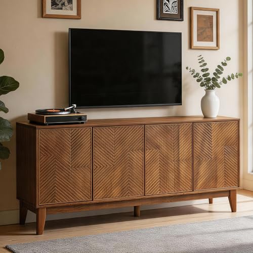 TV Stand with 4 Doors and Adjustable Shelves, Fits TVs up to 55", view 2