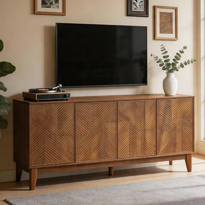 TV Stand with 4 Doors and Adjustable Shelves, Fits TVs up to 55", view 2