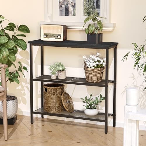29.5" Narrow Console Table, 3 Tier Entryway Table with Shelves, Thin Sofa Table, Behind Couch Table, Display Side Table, for Hallway, Entrance, Living Room, Black BB73XG01