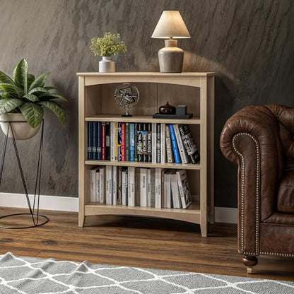 Shaker Style 3 Shelf Bookcase/Solid Wood / 36" High/Adjustable Shelving/Closed, view 6