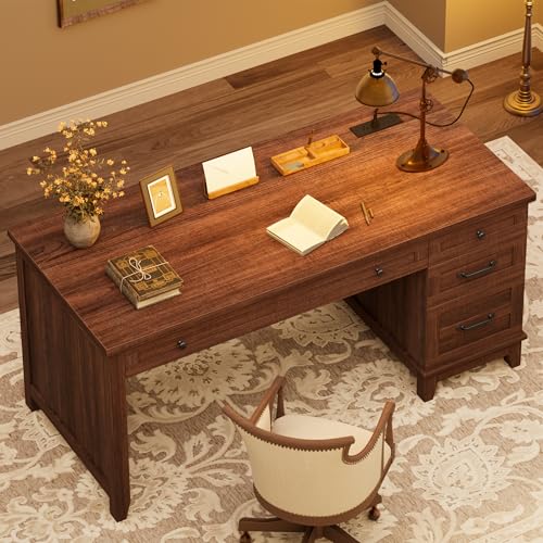 53.5" Executive Desk with Power Outlet, Home Office Desk with Drawers, view 8