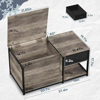 Coffee Table with Storage, Rectangular Coffee Tables for Living Room, Farmhouse Coffee Table with Hidden Storage Compartment and Adjustable Shelves, Grey Wash