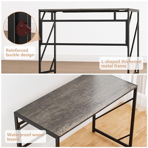 Folding Desk Writing Computer Desk for Home Office No-Assembly, view 6