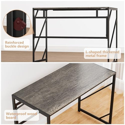 Folding Desk Writing Computer Desk for Home Office No-Assembly, view 6