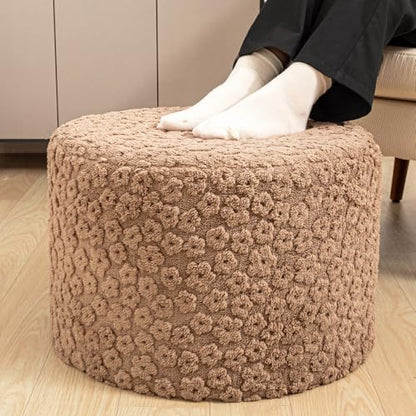 Round Pouf Ottoman 20 x 20 x 14 Inches Boho Poof Home Decor Floor Pouffe Ottoman Foot Rest for Couch Sofa Bean Bag Chairs Living Room Bedroom (Coffee)