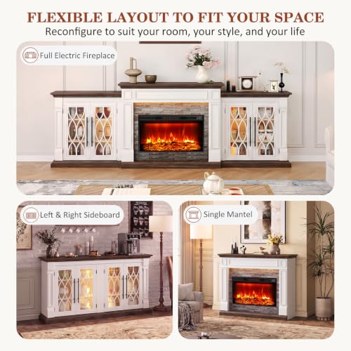 104" LED Electric Fireplace TV Stand with Outlet, For TVs Up to 100 Inch, view 8