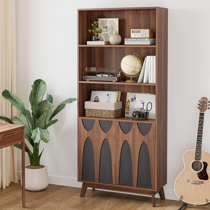 71-Inch Tall Freestanding Bookcase with Storage Doors, view 8