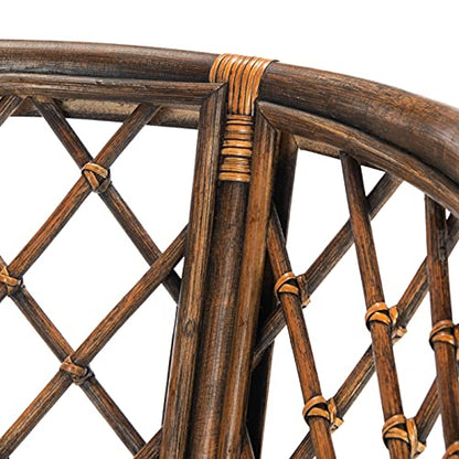 SAFAVIEH Furniture - Carlotta Rattan Arm Chair - Brown & Black - Solid Wood - Coastal Open-Arm Design - Ideal for Living Room, Sunroom, Bedroom (SEA4013C)