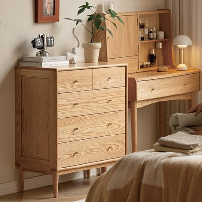 Solid Wood Dresser, 5 Drawer Dresser for Bedroom, Solid Wood Storage Organizer, view 6