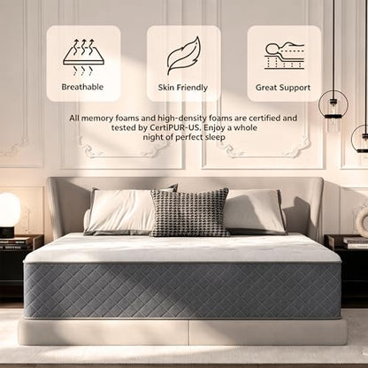 Twin Size Mattress, Hybrid Twin Mattress 12 Inch Medium Firm, view 7