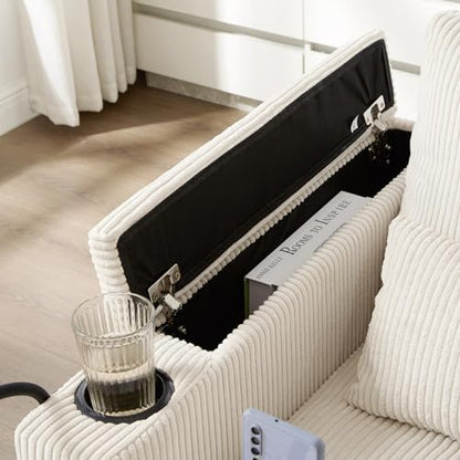 Modern 37.4" Chaise Lounge with Charge Statio, Phone & Cup Holders, view 6