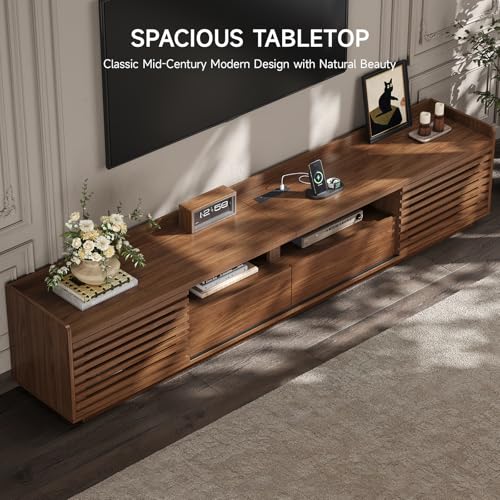 78.7"TV Stand for TV Up to 85",Mid-Century Modern TV Console Walnut, view 5