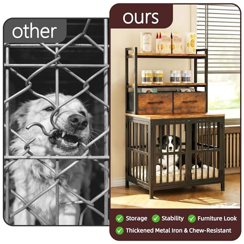 25.5" W Dog Crate Furniture with Drawer & Shelf, 43.7" H, view 4