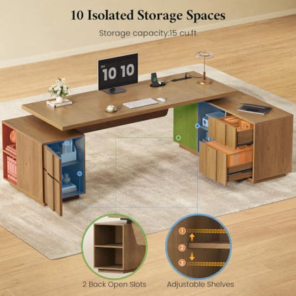 85.8" Large Executive Desk with Power Outlet, Ample Storage, view 4