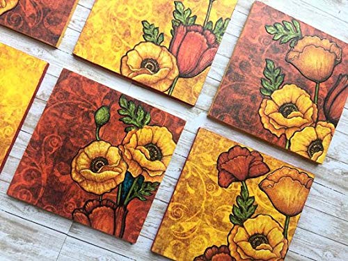 Peacock Decoupage Paper for Crafts - Peacock and Poppy Garden - Size: A4 (8.3 x 11.7 Inch) 8 Pcs - Damask Decoupage Paper for Furniture, Scrapbooking and Wood