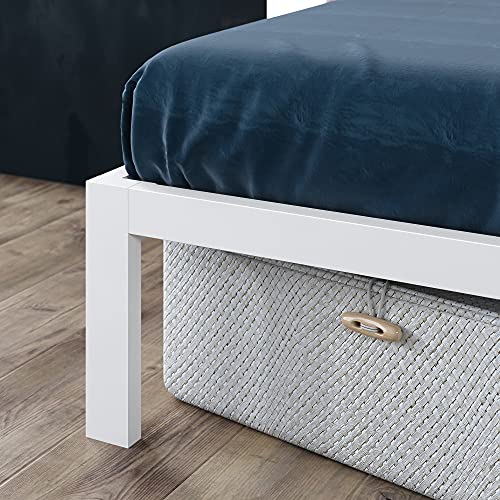 Metal White Platform Bed with Wood Slats, view 7