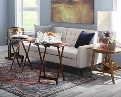 Home Decor Tray Table Set, Faux Marble, Brown
