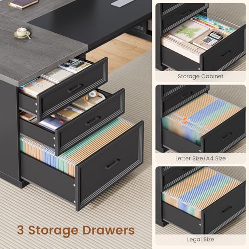 78.7" L Shaped Executive Desk with Charging Station, view 5