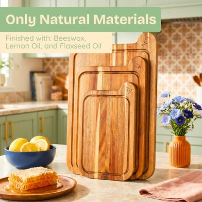 Non-Toxic Acacia Cutting Board Set of 3, Mineral Oil Free, Plastic Free, view 4