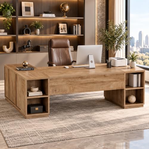 78.7'' L-Shaped Executive Desk, Extra Large Wooden Office Corner Desk, view 2