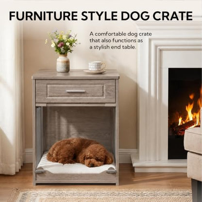 Dog Crate Furniture End Table with Flip-Up Door for Small Dogs, view 6