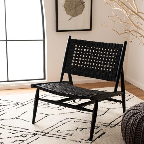 Safavieh Home Soleil Natural and White Leather Woven Accent Chair