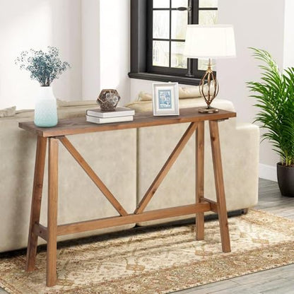 43" Farmhouse Solid Wood Console Table, Rustic Hallway Table | Firwood Sofa Stand for Entryway, Living Room, Easy Assembly, Rustic Decor, Natural