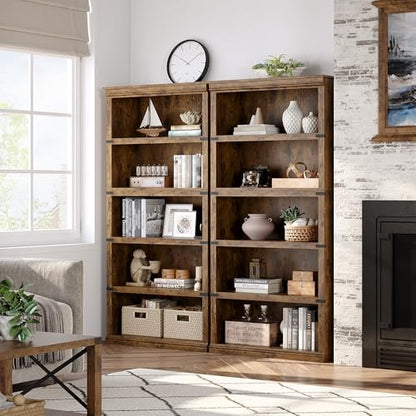 5 Tier Bookcase, 67.4" Tall Farmhouse Book Shelf with Storage, view 6